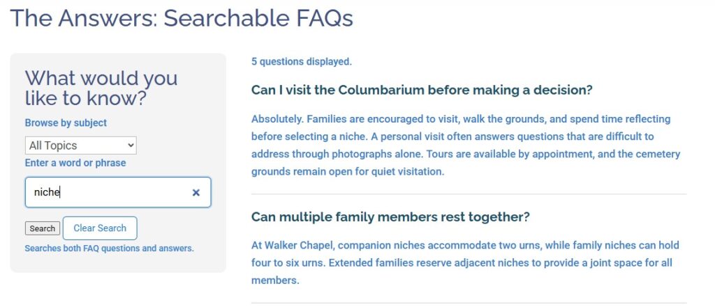 Home Page FAQ Sample