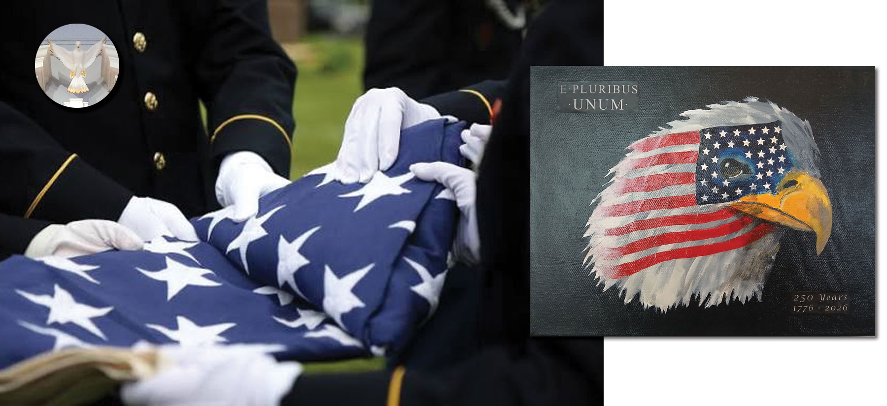 Folding the American Flag in Honor for Service to Country with the American Eagle looking on