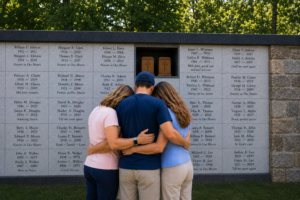Family visiting a loved one